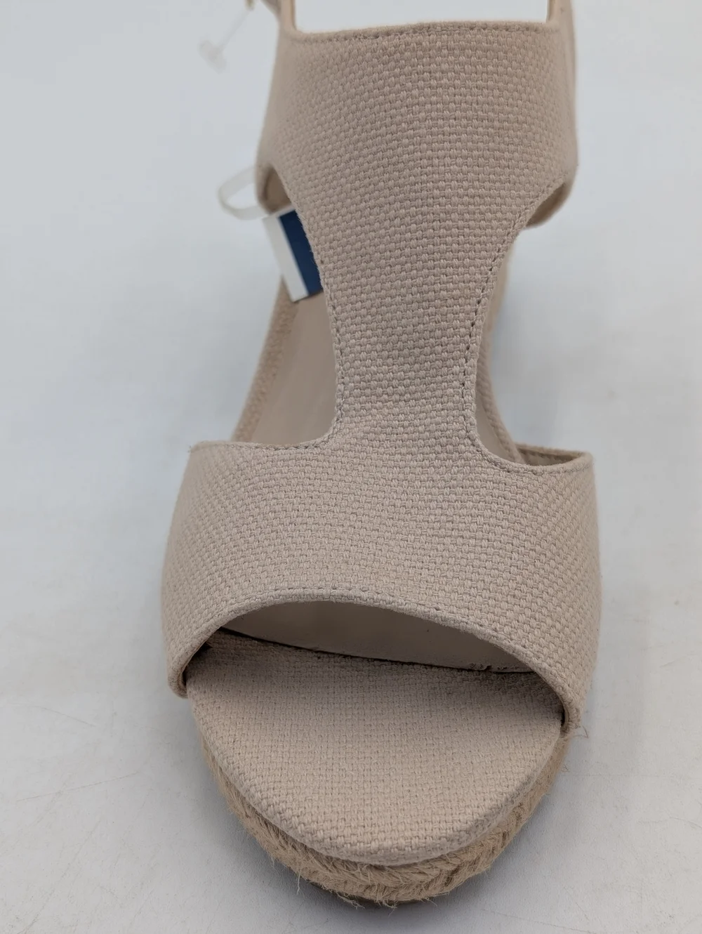 NWT Bandolino Sz 8 Neutral Tan Espadrille Wedge Gold Color Buckle Ankle Straps